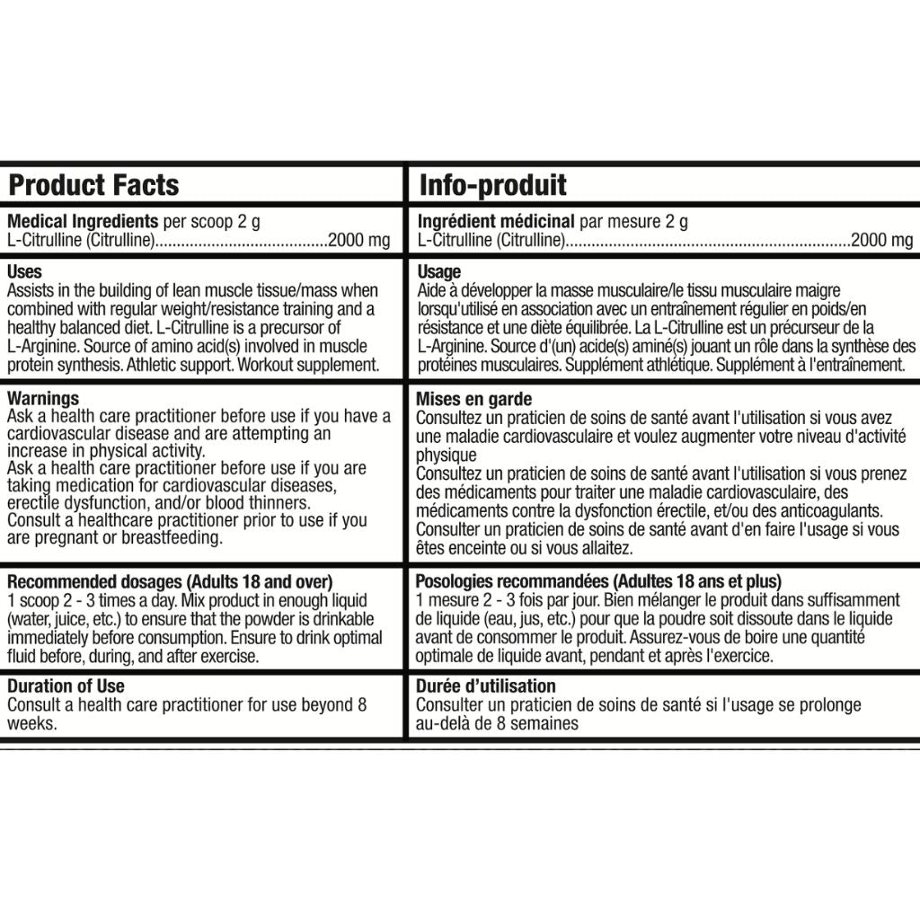 Bull Nutrition L-CITRULLINE, 100 Servings