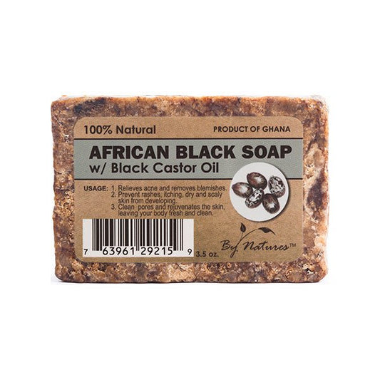 BY NATURES AFRICAN BLACK SOAP WITH CASTOR OIL 3.5OZ