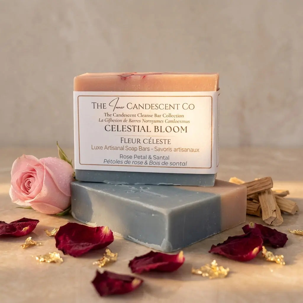Savon artisanal Celestial Bloom – Rose, santal et ambre
