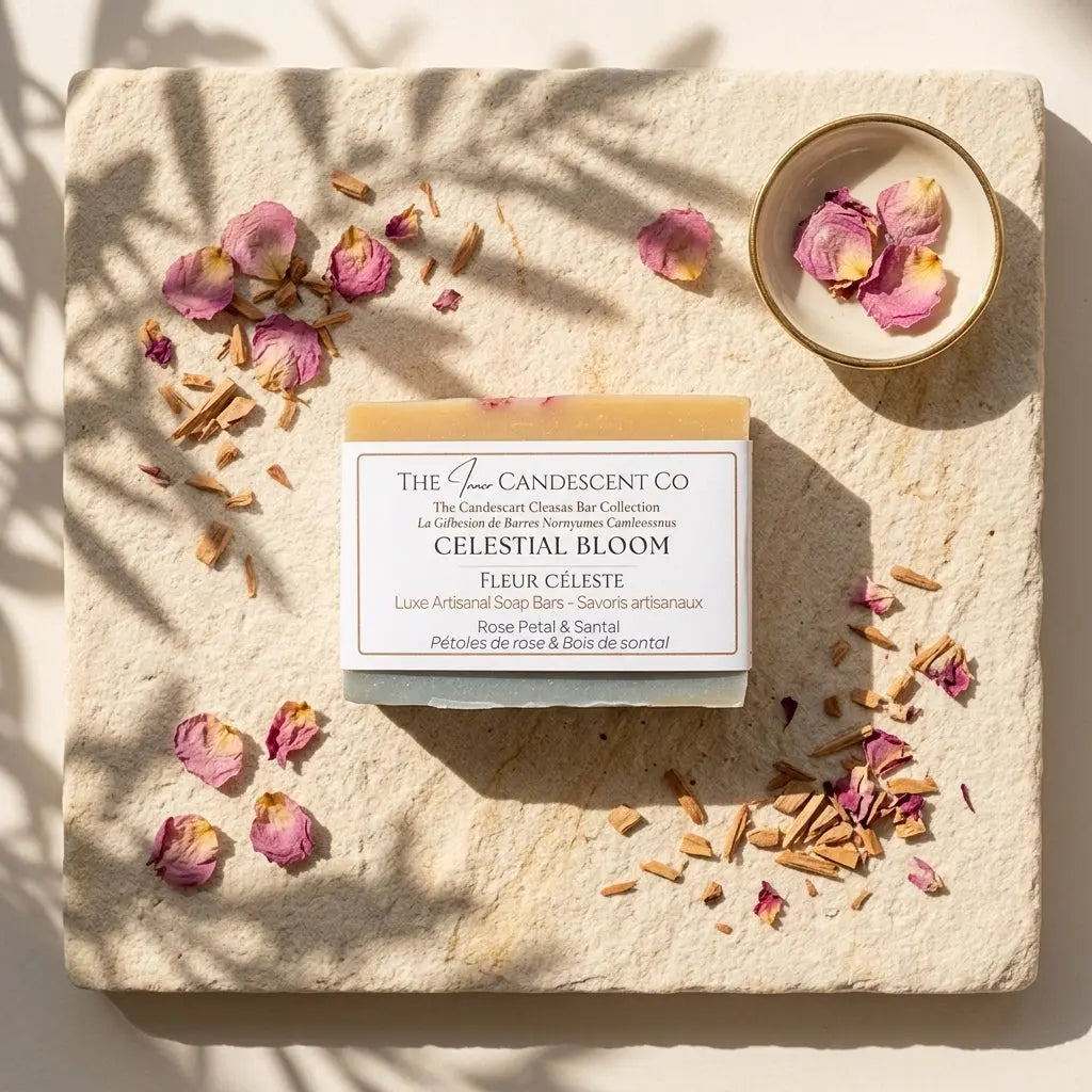 Savon artisanal Celestial Bloom – Rose, santal et ambre