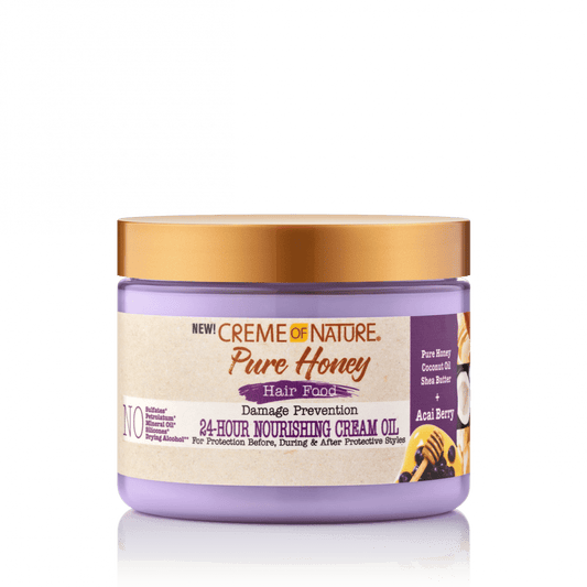 CREME OF NATURE Pure Honey Hair Food Acai Berry 24 Hour Nourishing Cream Oil 4.7OZ