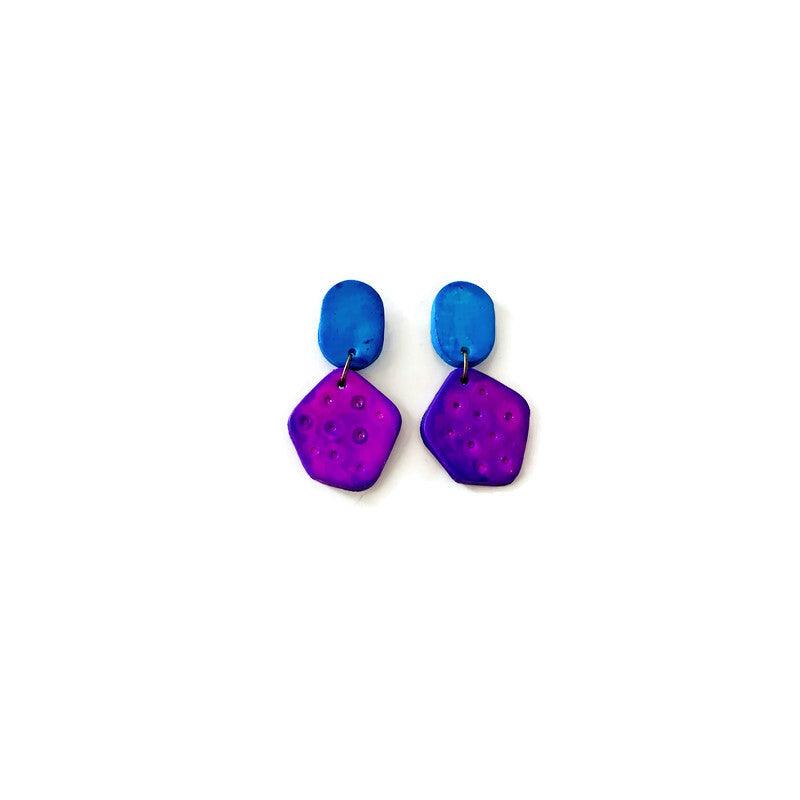 Cute Clay Stud Earrings Painted in Two Colors