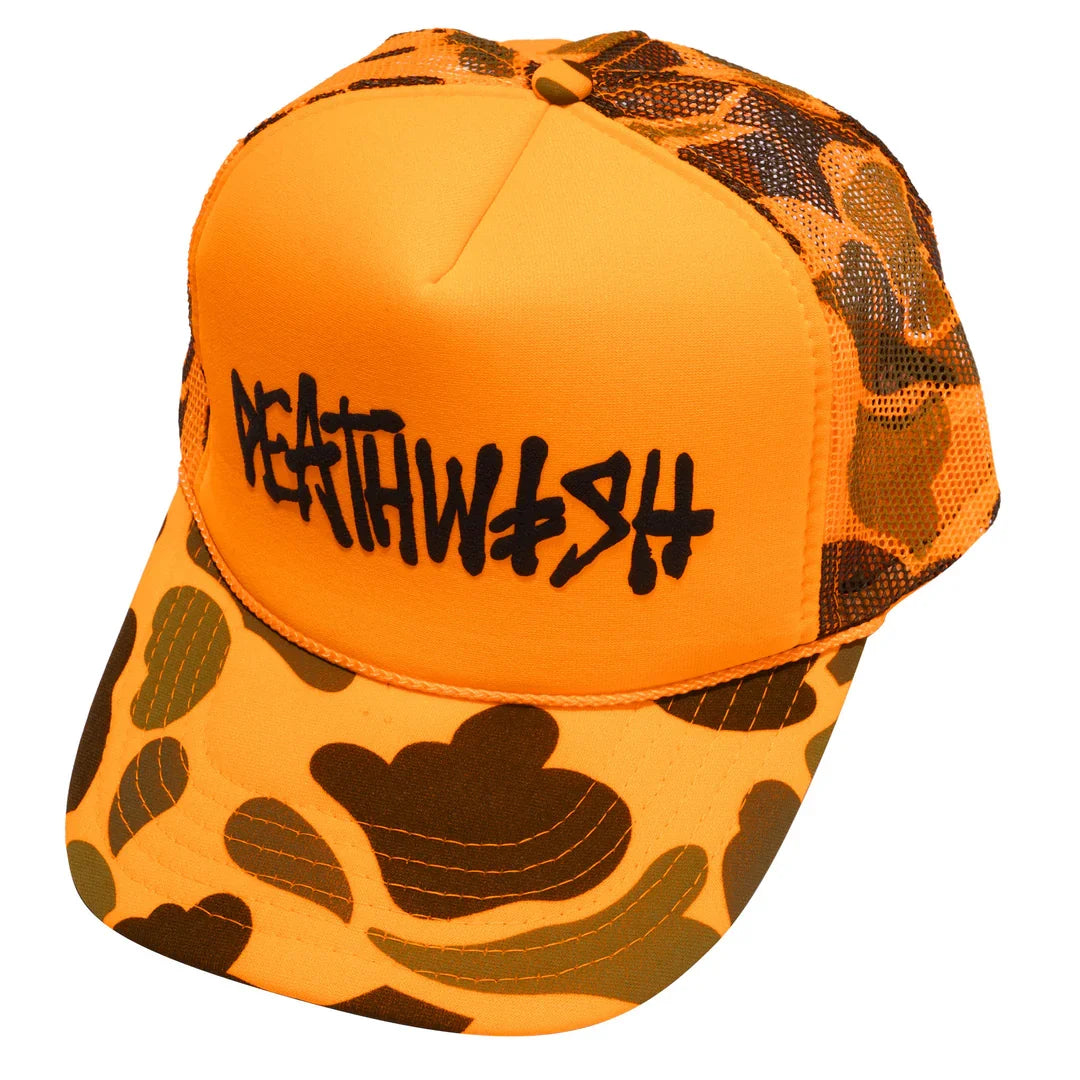 Deathwish 'OG Deathspray' Trucker Cap - Orange Camo