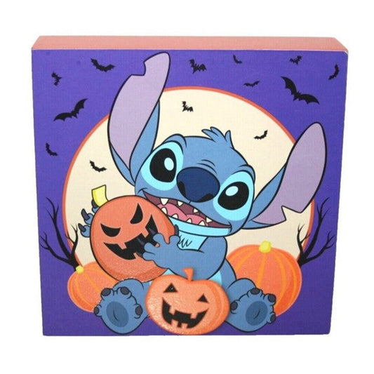 Disney Lilo and Stitch Pumpkin Trick Or Treat Glitter Box Wall Sign