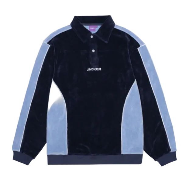 Jacker 'Comfy' Velvet Polo - Blue