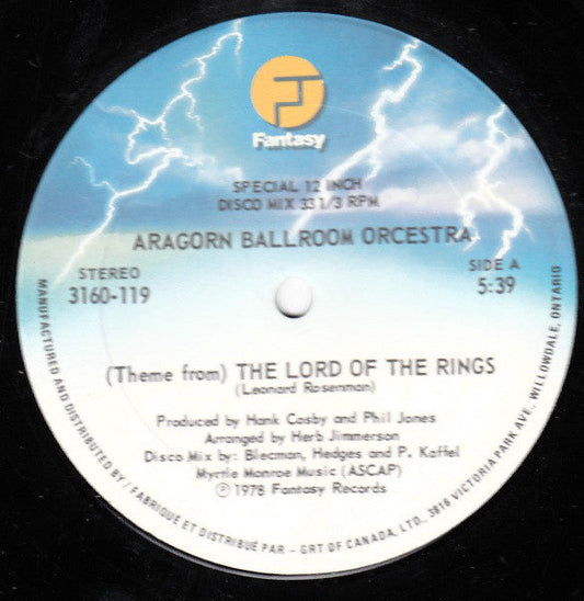 Aragorn Ballroom Orcestra ‎–-/ (Theme From) The Lord Of The Rings - LP (used 12'')