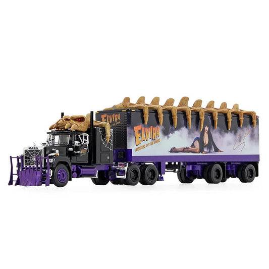 Elvira Mistress of the Dark Mack Super Liner with Flattop Sleeper and 40 Vintage Trailer