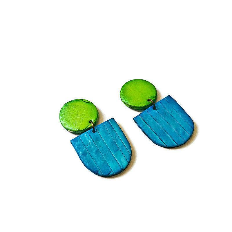 Fan Shaped Statement Earrings, Post or Clip On – "Emily"