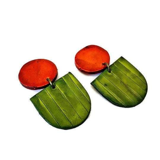 Fan Shaped Statement Earrings, Post or Clip On – "Emily"