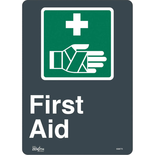 Autocollant vinyle, Bilingue, Panneau de premiers secours, 35,5 cm x 25,4 cm