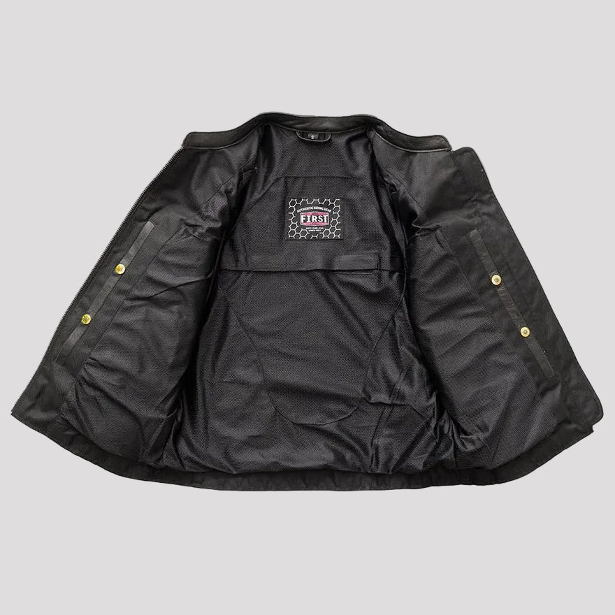 Women’s Motorcycle Leather Jacket. Lightweight Cowhide with Armor Pockets