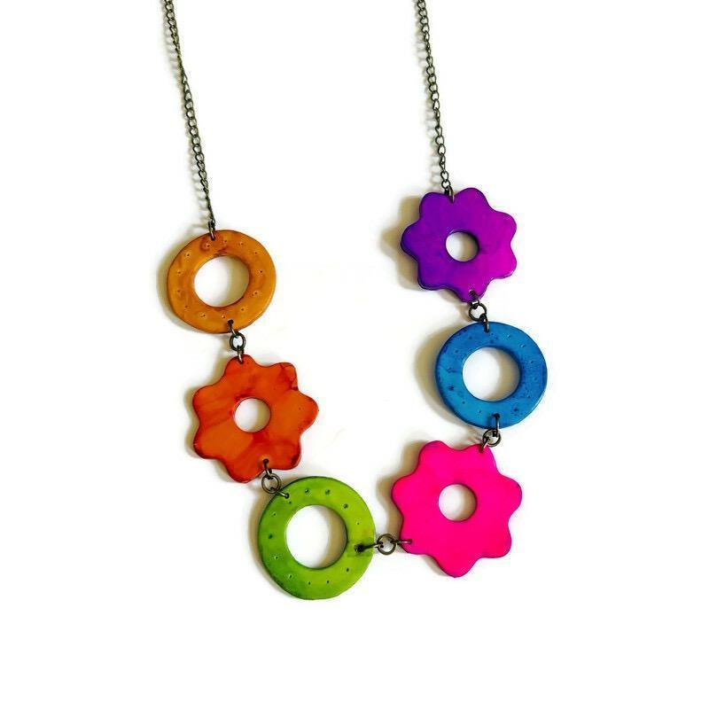 Mismatched Flower Clip On Earrings
