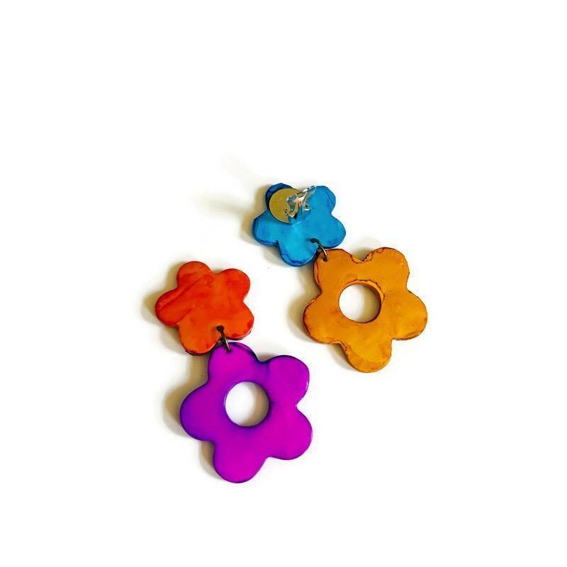 Colorful Mismatched Flower Earrings