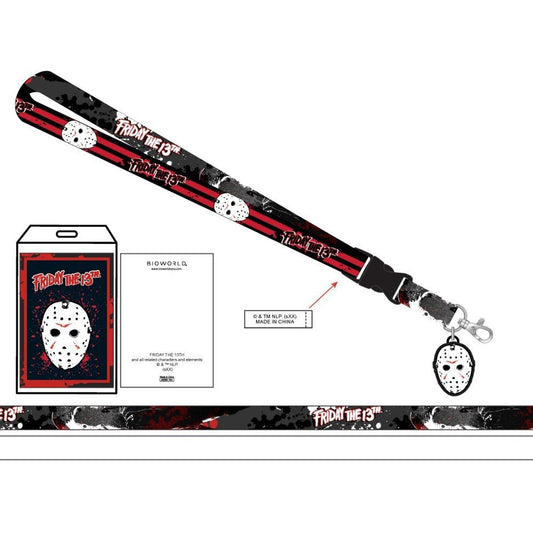 Friday the 13th Black & Red Striped Lanyard