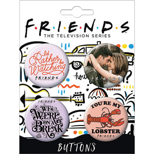FRIENDS - Ensemble de 4 Boutons avec Citations du Script