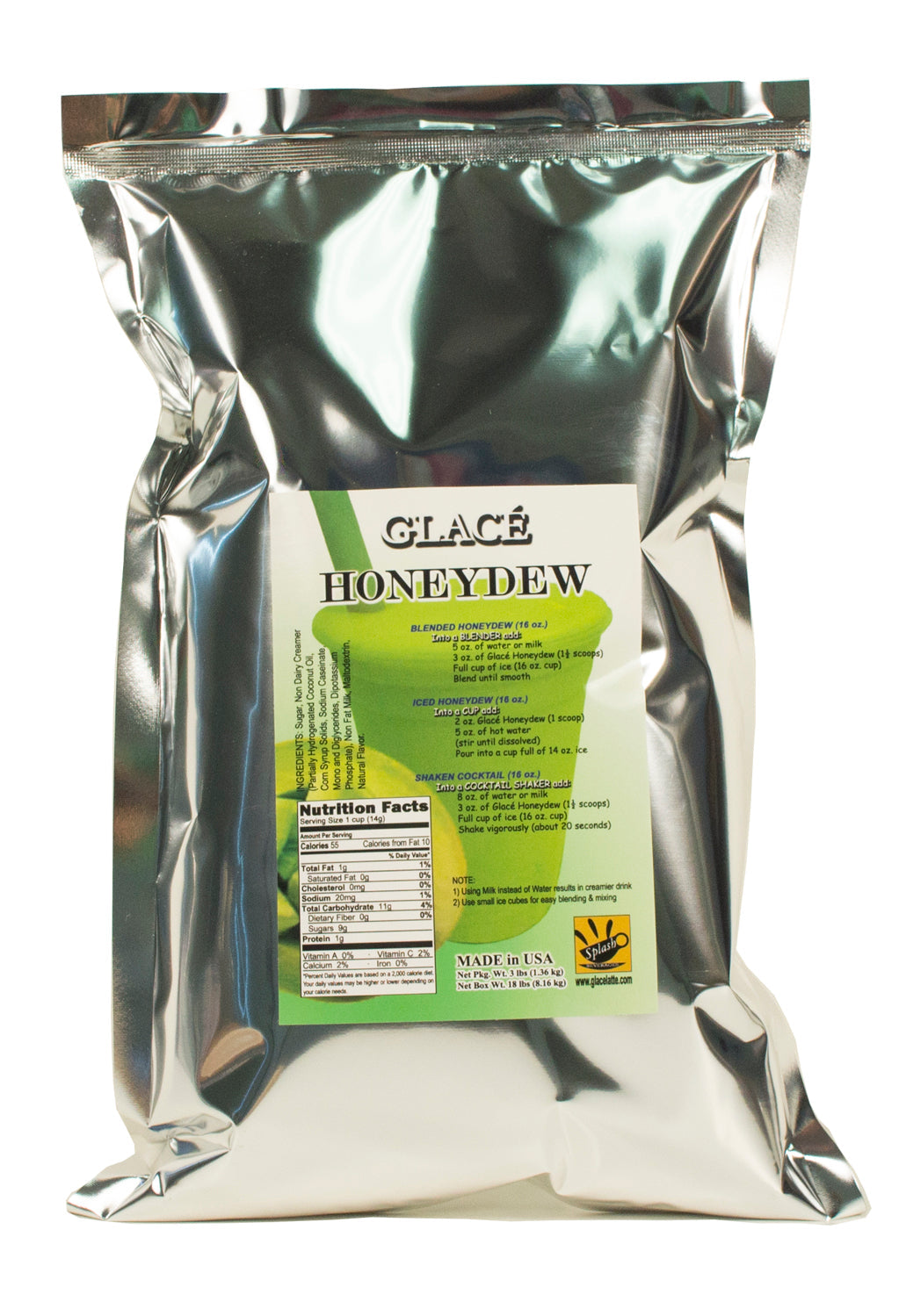 Honeydew 4 in 1 Mix for Bubble Tea, Smoothies, Lattes and Frappes, 3 lbs. Bag (Case 6 x 3 lbs. Bags)  - Ships Free Within Canada on Orders Above CAD $199