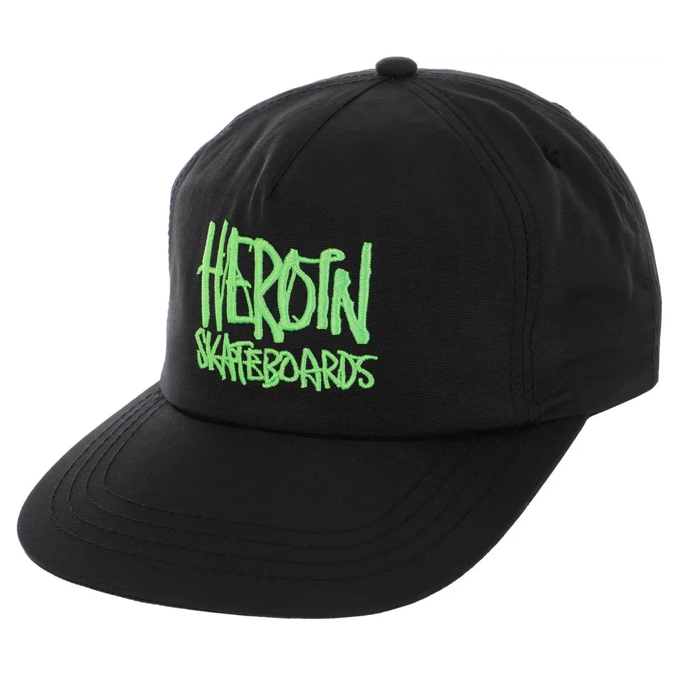 Heroin Skateboards 'Script' Nylon Snapback Cap - Black/Green