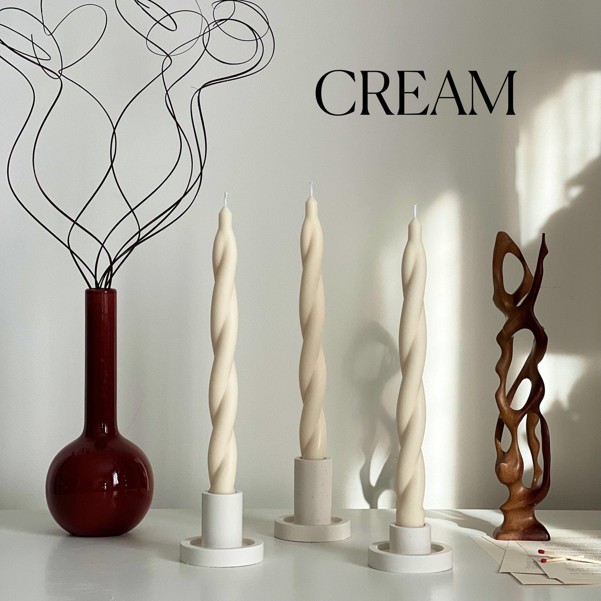 Tall Twisted Soy Wax Candle: Handmade Dinner Candle