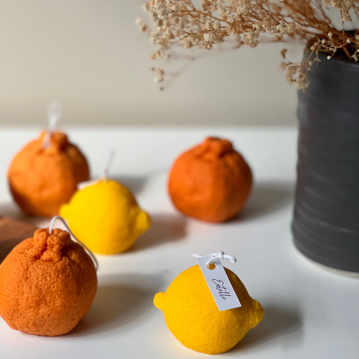 Orange Shaped Candle Set: Soy Wax Vegan Minimalist Decor
