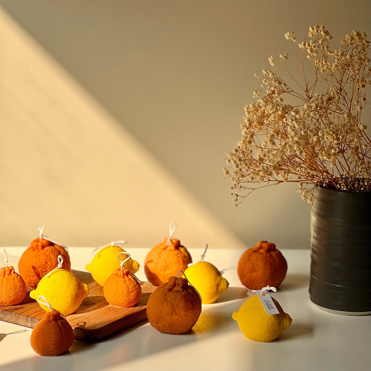 Orange Shaped Candle Set: Soy Wax Vegan Minimalist Decor