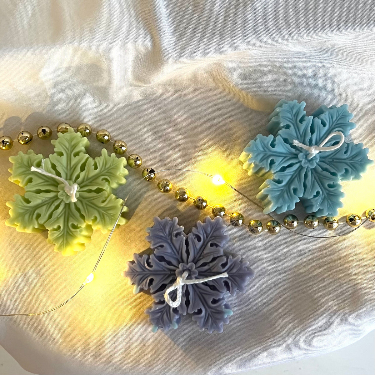 Hand Poured Christmas Snowflake Soy Candle: Festive Decor