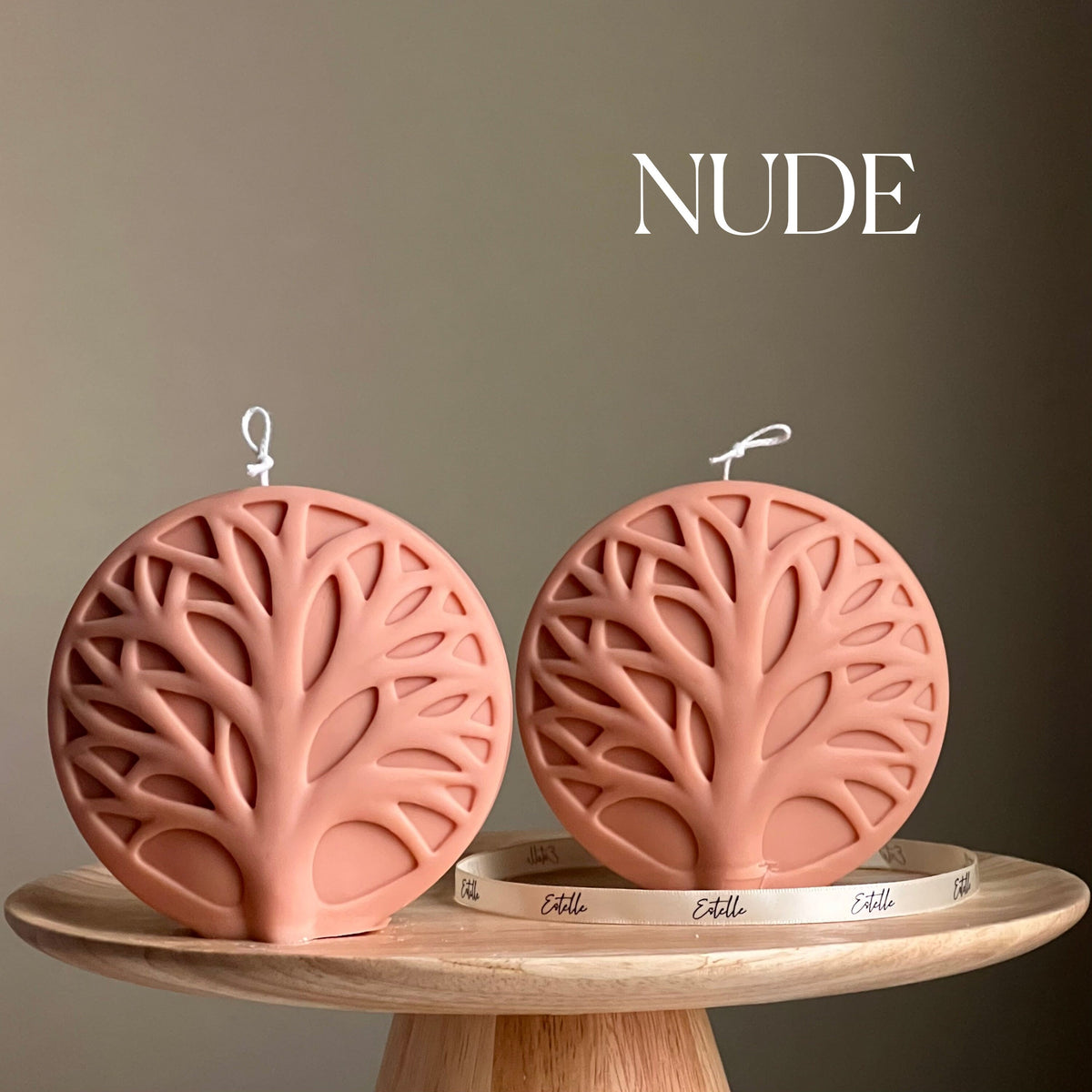 Handmade Round Tree Medallion Candle | Decorative Pillar Candle