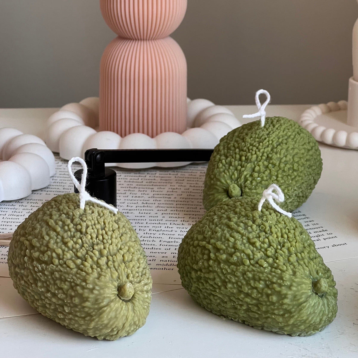 Avocado Shaped Candle: Scented Soy Wax Vegan Candle