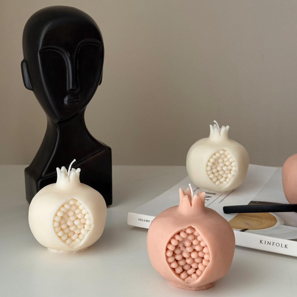 Pomegranate Soy Wax Candle: Vegan Minimalist Decor