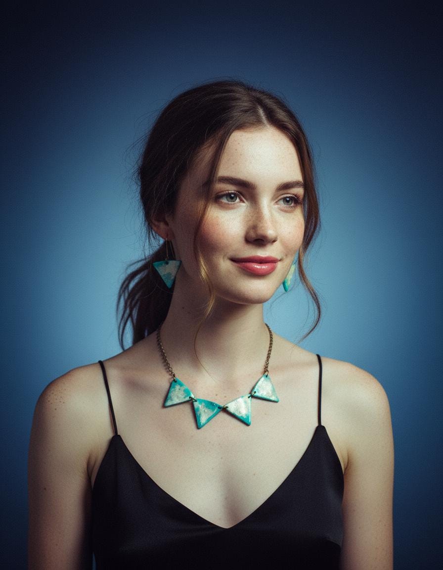 Minimalist Triangle Bead Necklace Handmade