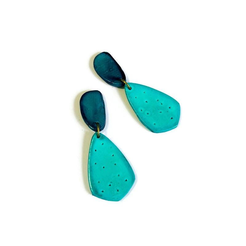 Colorful Teardrop Statement Earrings Handmade, Post or Clip On "Roxy"