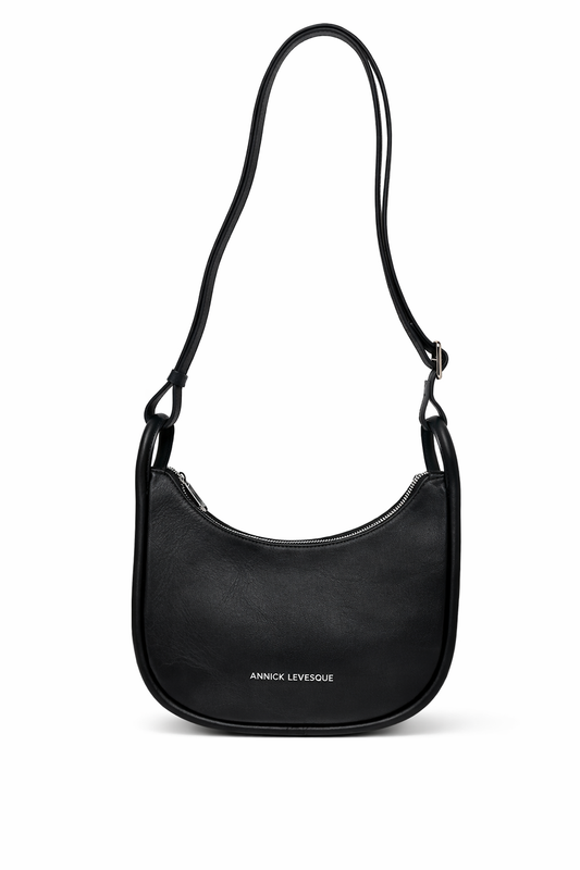 Petit Sac à Bandoulière en Cuir Noir, Sabrina