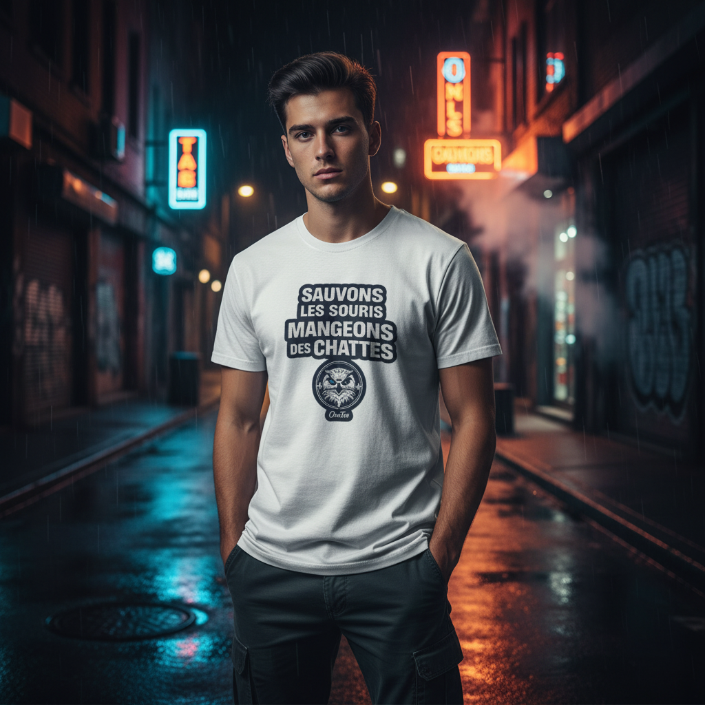 T-shirt OseTee — Sauvons les souris mangeons des chattes — lifestyle streetwear québécois