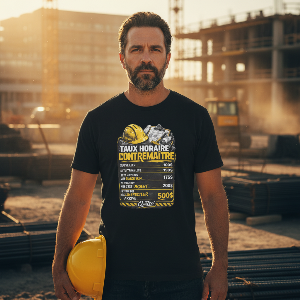 T-shirt OseTee — Taux Horaire Contremaître — lifestyle streetwear québécois chantier