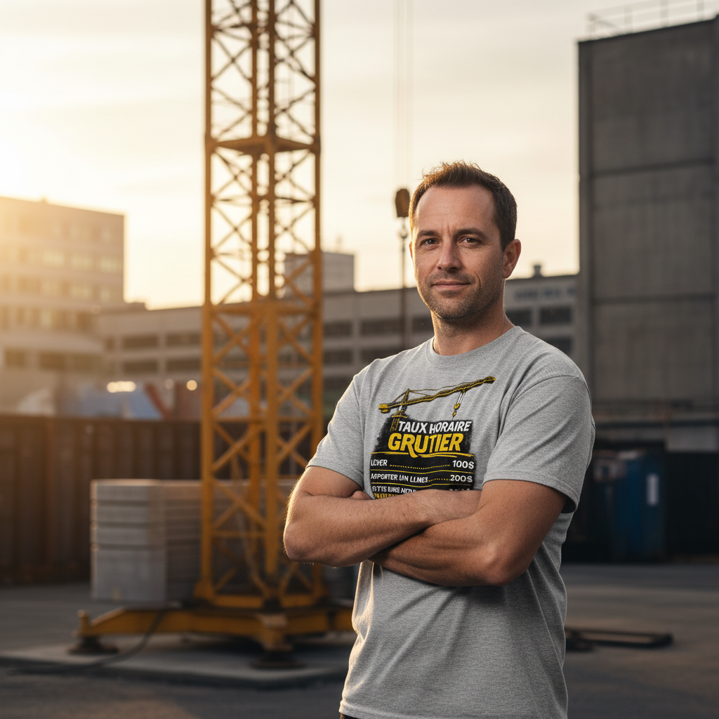 T-shirt OseTee — Taux Horaire Grutier — lifestyle streetwear québécois chantier