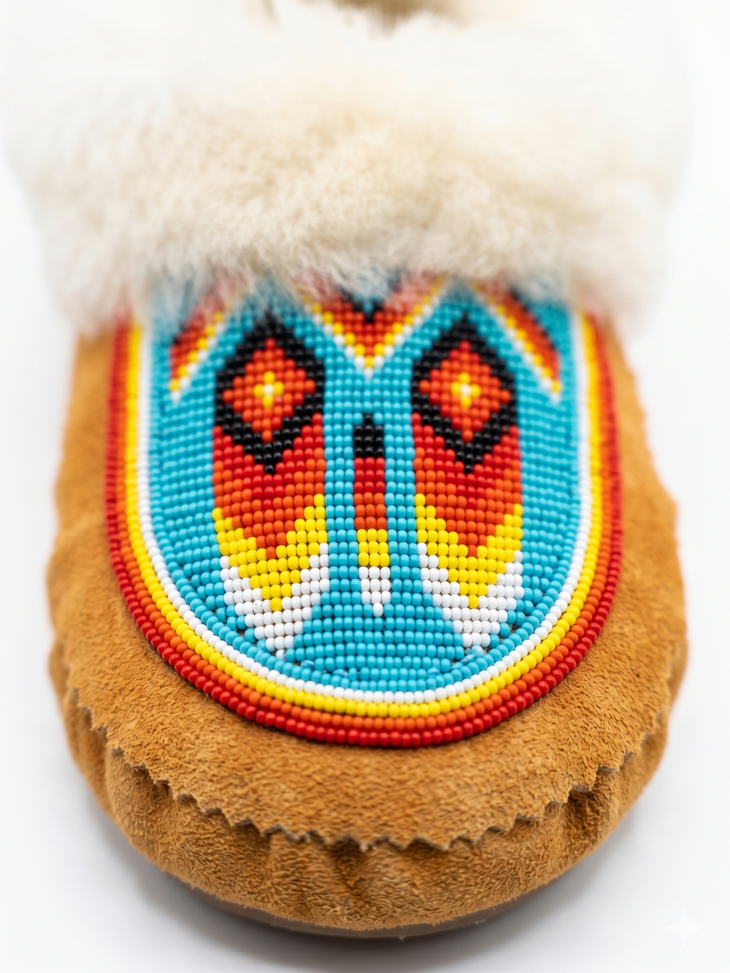 Geometric Beaded Moccasin – Real Sheepskin & Cow Suede - Unisex