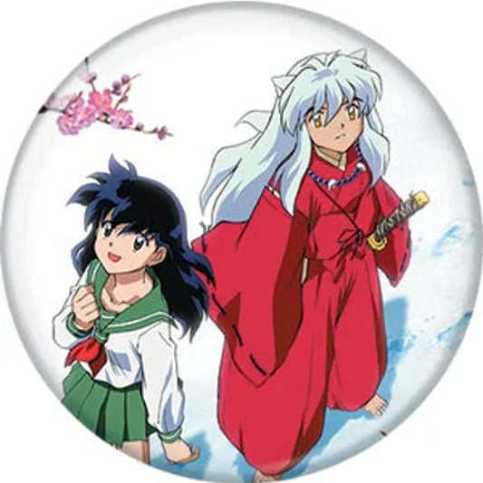 Inuyasha and Kagome on White Button