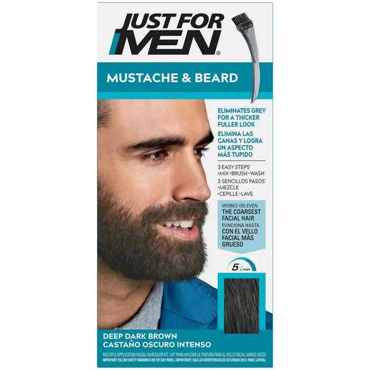 JUST FOR MEN MUSTACHE & BEARD COLOR DEEP DARK BROWN M-46