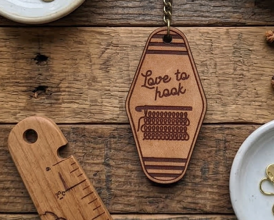 Vintage Motel Key Leather Keychain | Love to hook