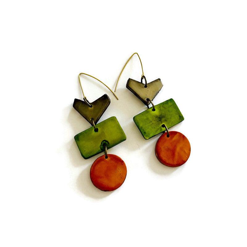 Long Geometric Dangle Earrings Handmade