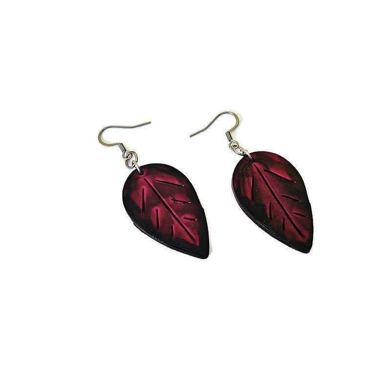 Mismatched Leaves Earrings Handmade, Fall Jewelry