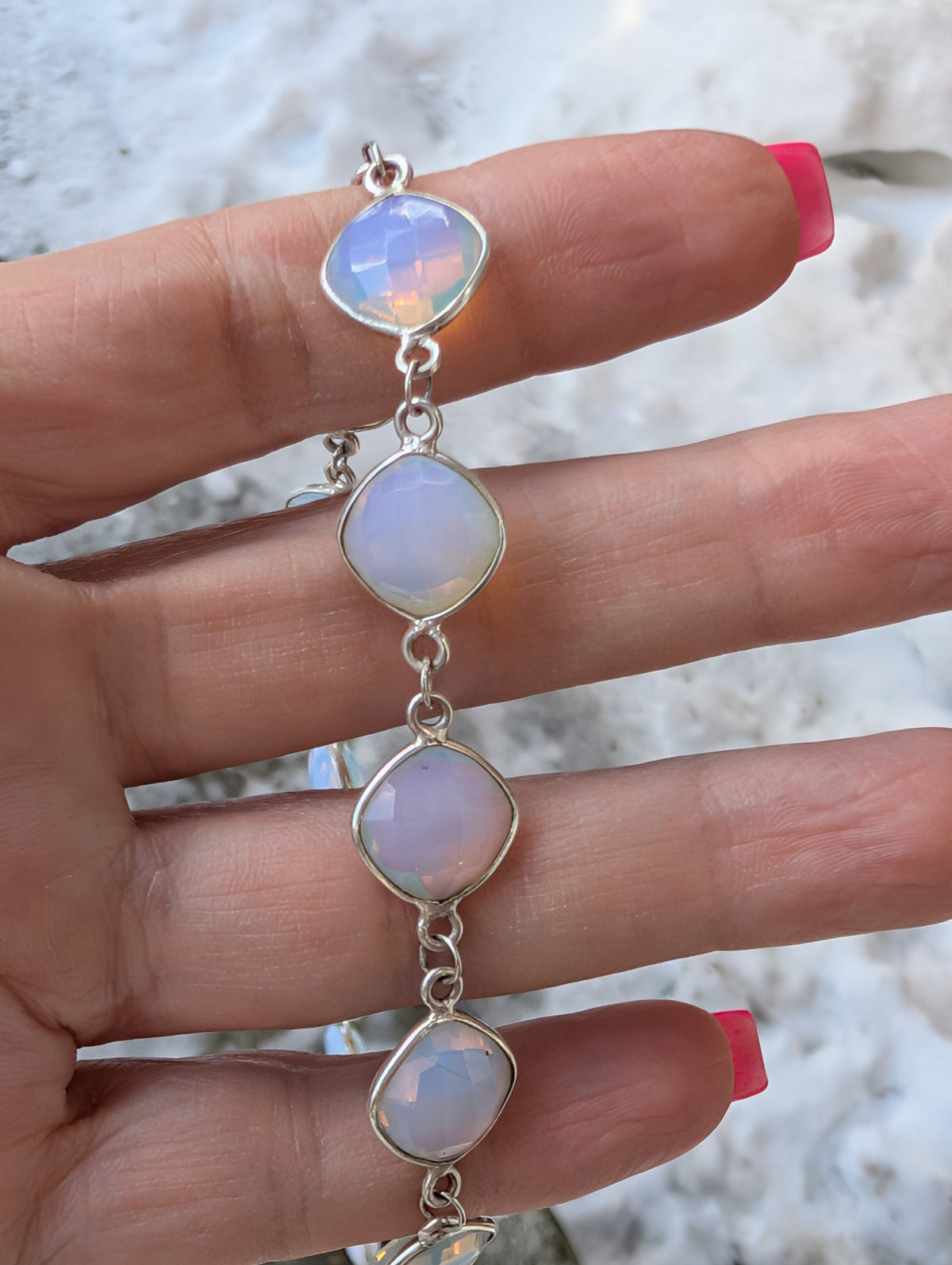 Moonlit Drift Anklet — Opalite in Sterling Silver