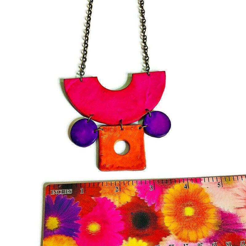 Neon Statement Jewelry Set with Matching Earrings