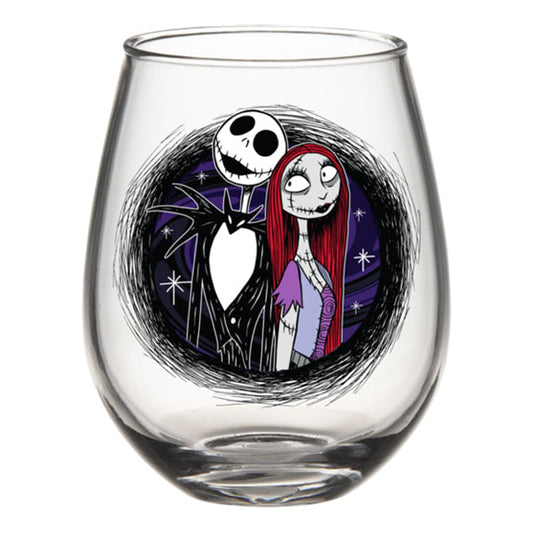 Nightmare Before Christmas Jack & Sally Swirl 33.5oz Oversized Teardrop Glass