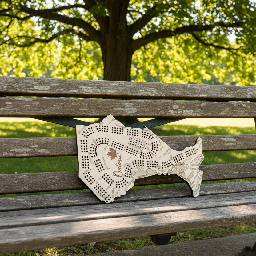 Ontario Map Cribbage Board-3 Player Board with Scoring Track
