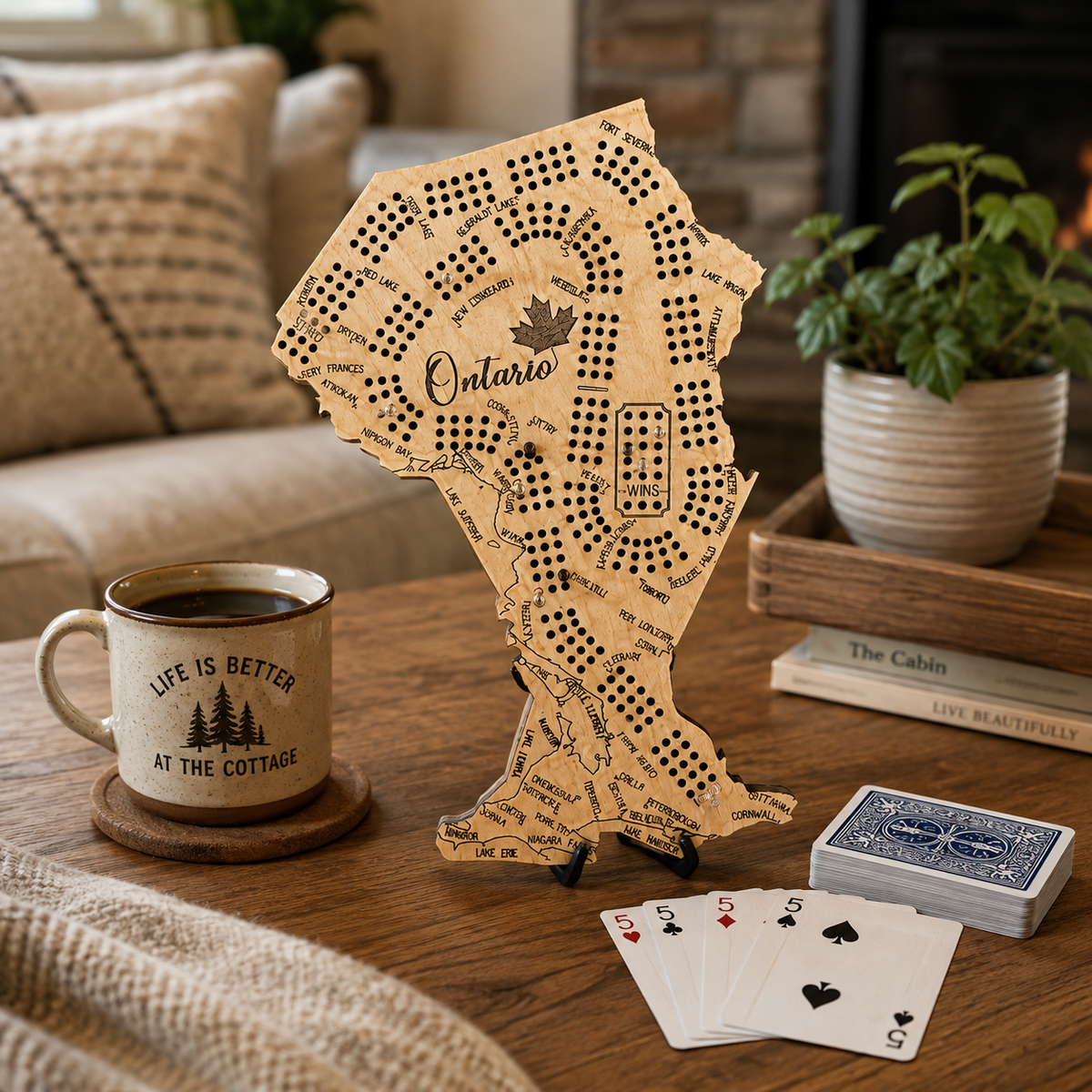 Ontario Map Cribbage Board-3 Player Board with Scoring Track