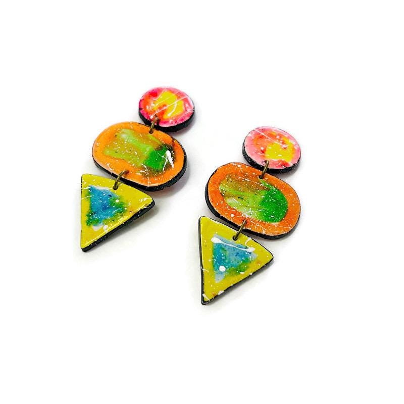 Abstract Paint Splash Earrings Handmade