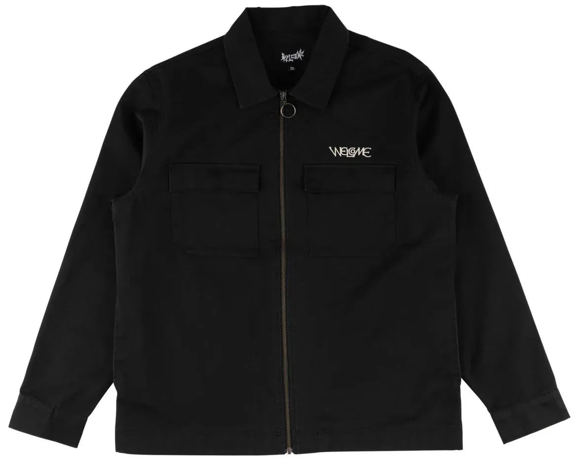 Welcome 'Paladin W/ Patch' L/S Twill Zip Shirt - Black