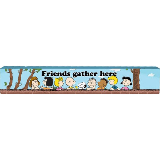 Peanuts "Friends Gather Here" Long Wood Sign - DISC