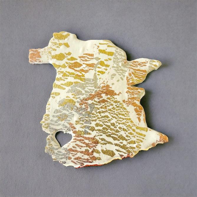 PEI Fridge Magnet Handmade from Clay & Mixed Foil Flakes