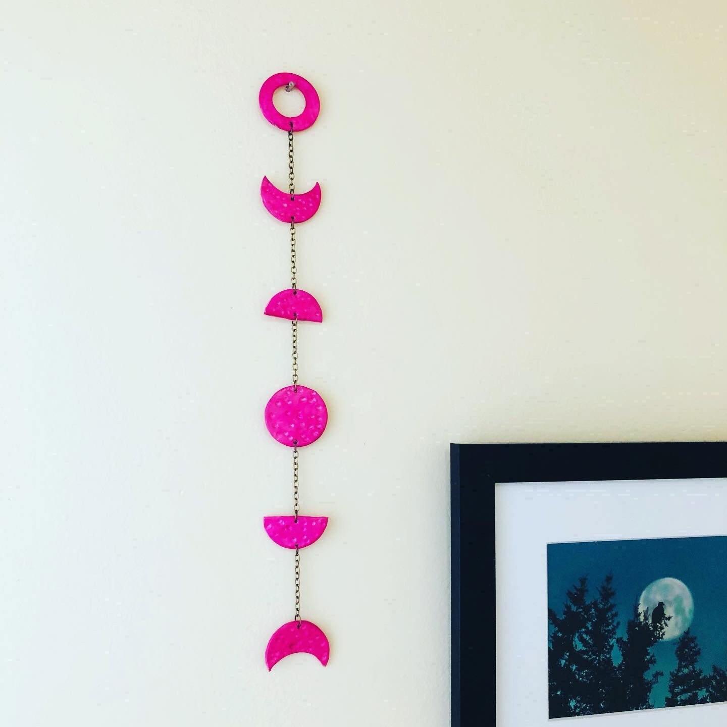 Pink Moon Phase Wall Hanging, Little Girl Room Décor